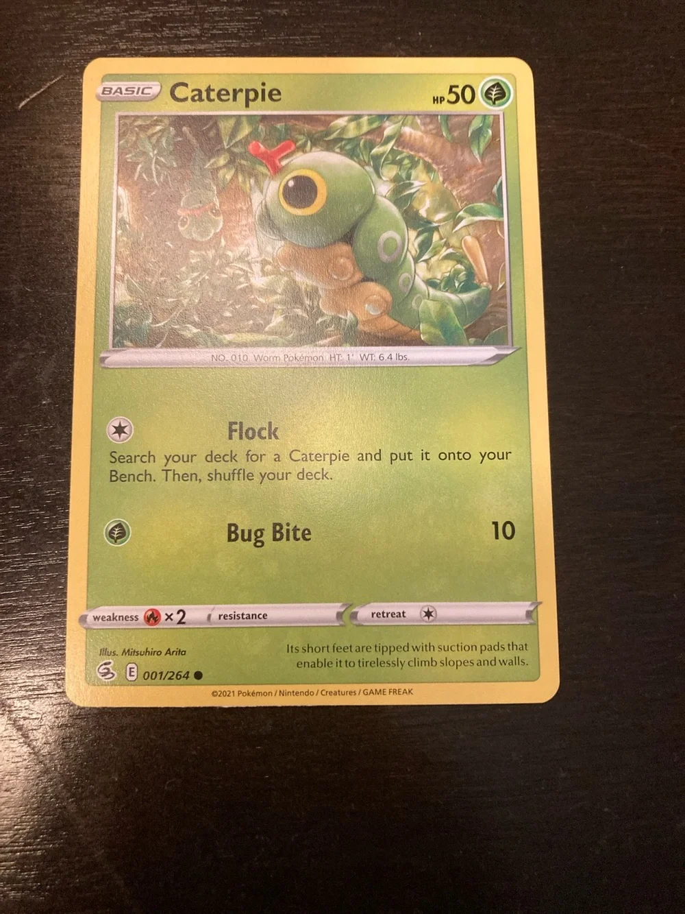 Pokemon Caterpie Card - Green and Yellow